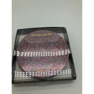 BaubleBar Rainbow Glitter Acrylic Coaster Set of 4 Multicolor Round 4 Inch